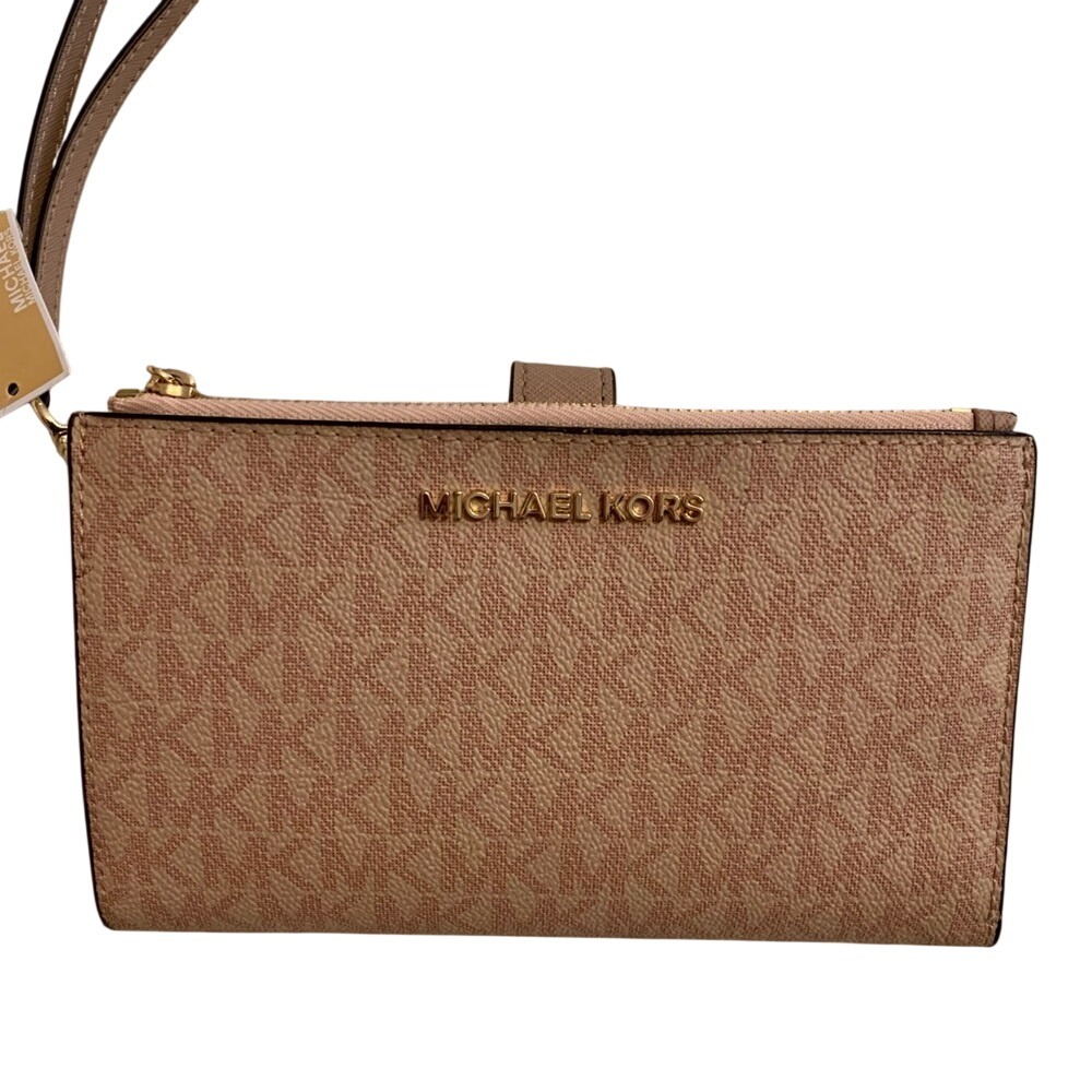 MICHAEL KORS. Jet Set Travel. Double Zip Wristlet 7-8. Fawn/Ballet.